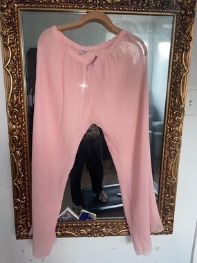 Rampage Pink Sheer Pleated Lounge Pants with Bow